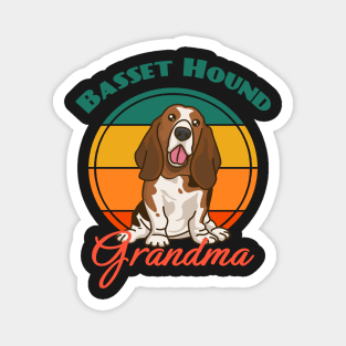 Basset Hound Grandma Dog puppy Lover Mother's Day Cute Sunser Retro Magnet