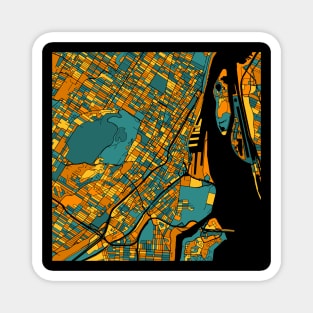 Montreal Map Pattern in Orange & Teal Magnet