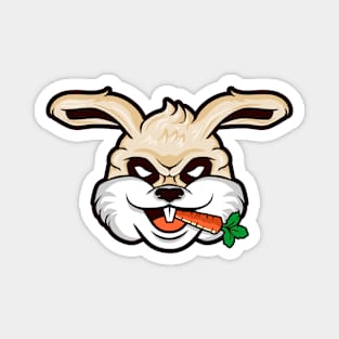 Funny Cartoon Rabbit with Carrot in Mouth Magnet