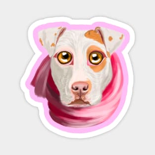 Big-Eyed Cute Pitbull Dog With A Pink Scarf Magnet