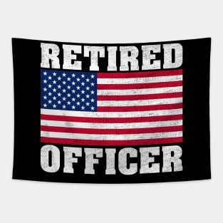 Retired Police Officer Proud Patriotic Officer American Flag Tapestry