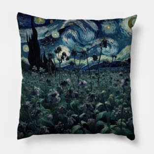 Enchanted Flower Garden Night: Borage Starry Floral Pillow