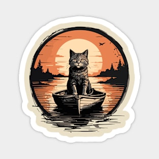 CAT ON A BOAT Magnet