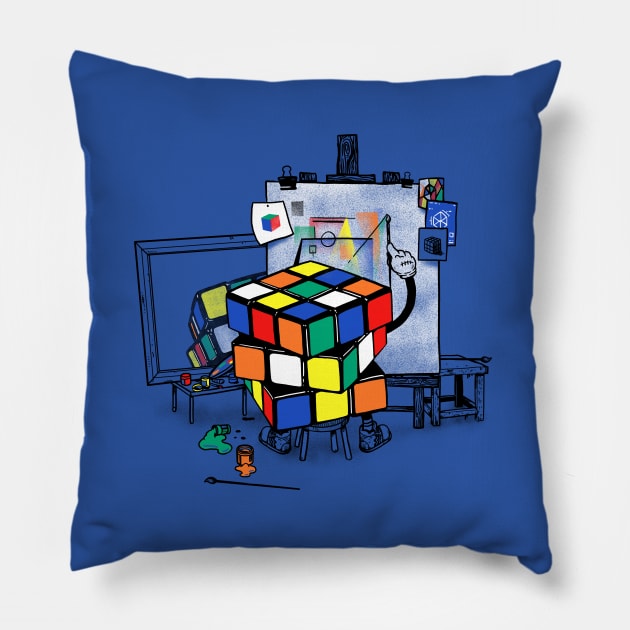 rubik's cubism Pillow by Madkobra