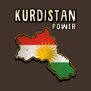 Kurdistan Map, Cool Kurdistan Power, Kurdish Flag T-Shirt