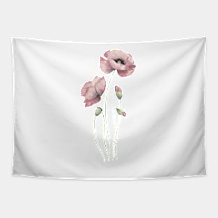 Blush pink watercolor poppies Tapestry