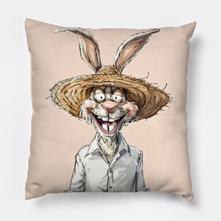 Easter Bunny Straw Hat Pillow