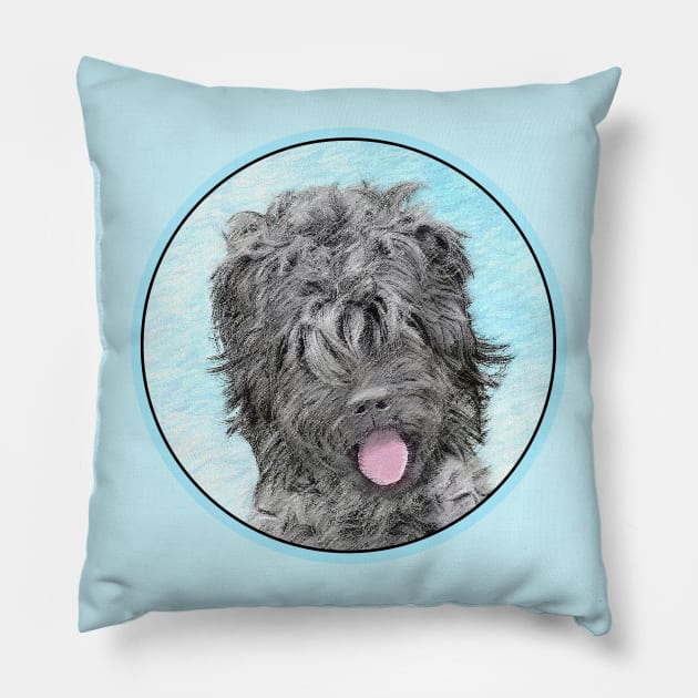 Black Russian Terrier Painting - Cute Original Dog Art Pillow by Alpen Designs