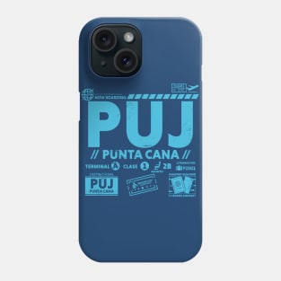 Vintage Punta Cana PUJ Airport Code Travel Day Retro Travel Tag Dominican Republic Phone Case