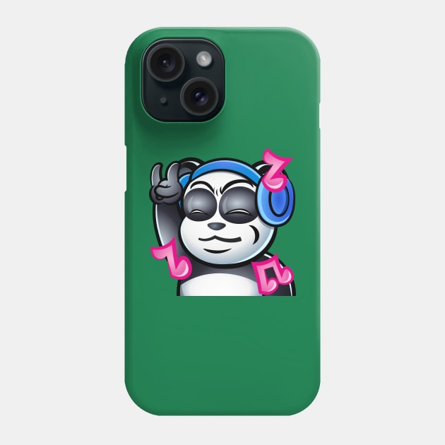 Panda music twitch emote, bear headphone sub emoji, kawaii cute animals, metalhead, rock, trap, party Phone Case by Cripta Art