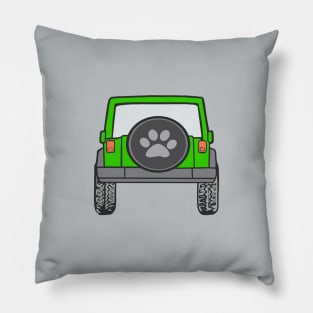 Lime Green Jeep with Paw Print Cover Pillow