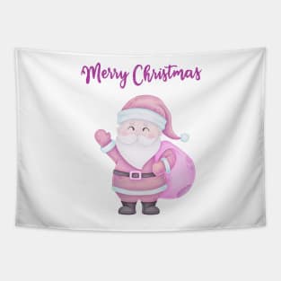 Merry Christmas vintage retro  pinksanta claus Tapestry