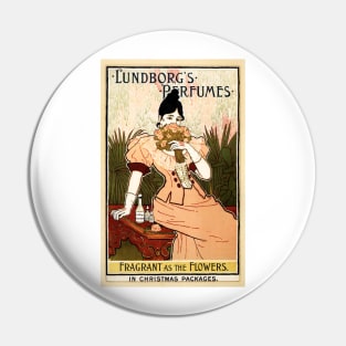 LUNBORG'S PERFUMES Fragrant as Flowers Old American Advertising Art Pin