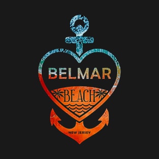 Belmar Beach, New Jersey, Sandy Heart Ship Anchor T-Shirt