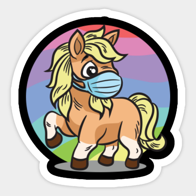 Horse With Face Mask Pony Comic Colorful Cartoon Pony With Face