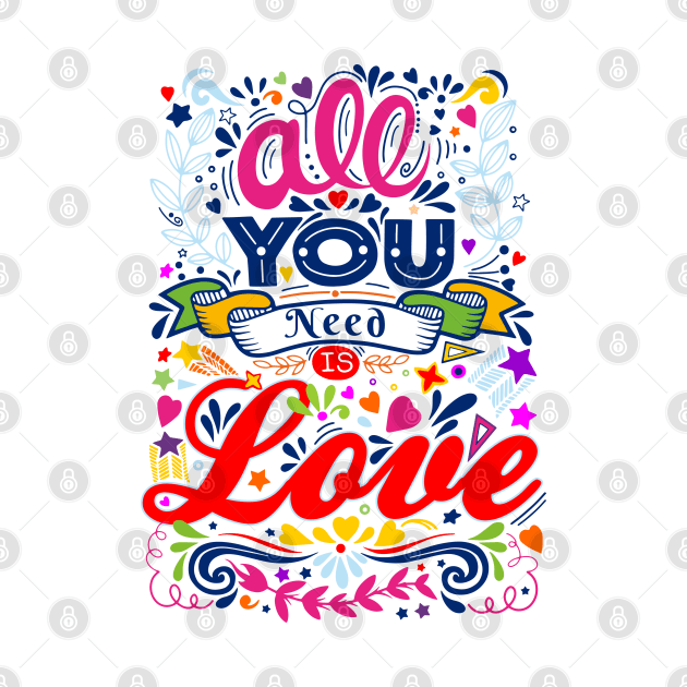 Retro Pop Art Lyrics - All You Need Is Love 1 by EDDArt