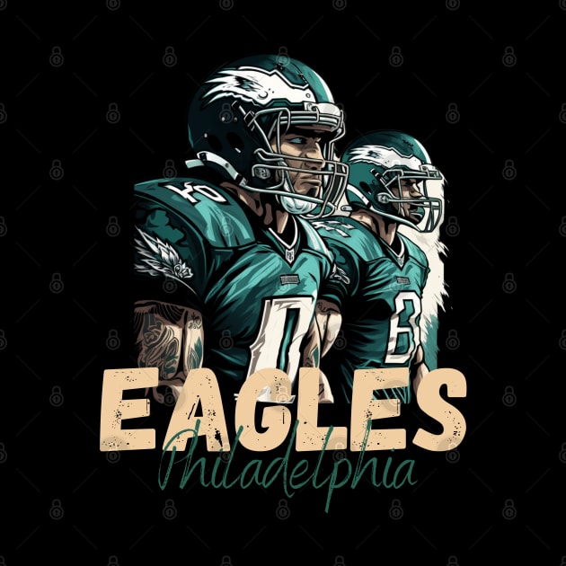 Philadelphia eagles football player graphic design cartoon style beautiful artwork by Nasromaystro