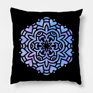 Purple and Blue Watercolor Mandala Pillow