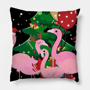 Flamingo Christmas Tree Pillow