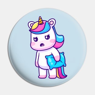 Cute Sleepy Unicorn Holding Pillow Cartoon Pin