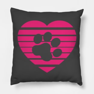 Cat Paw Heart Valentine - Magenta Pillow