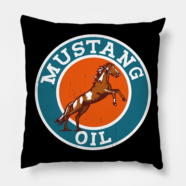 mustang oil Pillow by small alley co