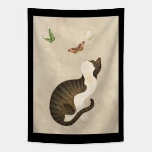 Minhwa: cat & butterflies (Korean traditional/folk art) Tapestry