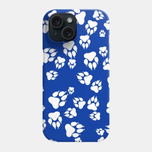 Wildcat Paw Prints Pattern White on Blue Digital Design Phone Case