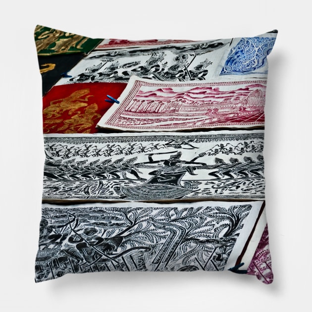 Khmer painting. Cambosia Pillow by Lieyim