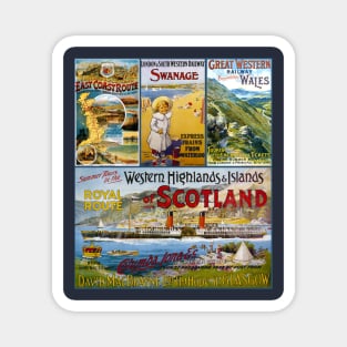 Vintage Travel Poster Collage England Wales Scotland Magnet