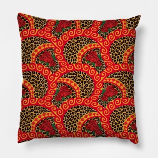 Leopard and roses Pillow