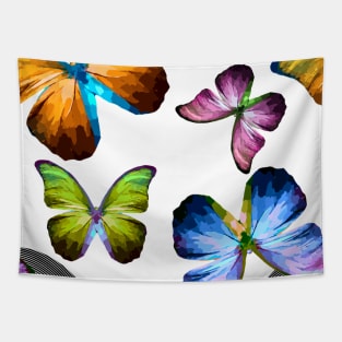 Realm of Morpho Blue and Rainbow Butterflies Tapestry