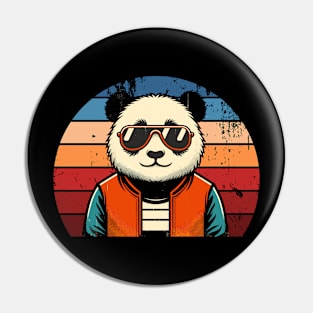 Retro Panda in Sunglasses BBQ Pool Party Funny Panda Pin