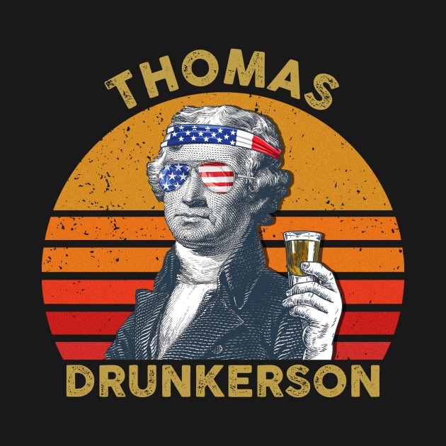 Vintage USA President Drinking Thomas Drunkerson 4th Of July American Flag by for shop