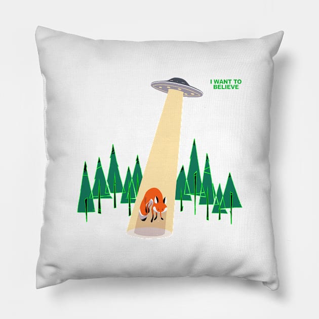 I want to believe fox Pillow by tumblebuggie