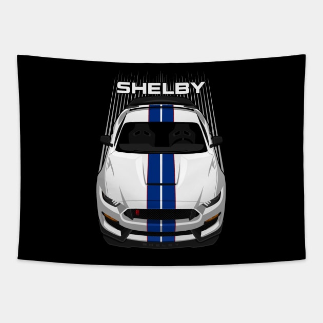 Ford Mustang Shelby GT350R 2015 - 2020 - White - Blue Stripes Tapestry by V8social