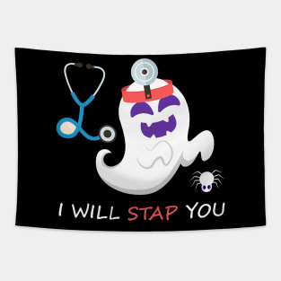 I Will Stab You Ghost Nurse Tshirt - Funny Halloween Gift Tapestry