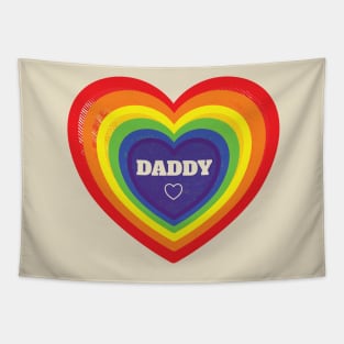 Mens Gay Fathers Day LGBT Rainbow Hearts Pride Tapestry