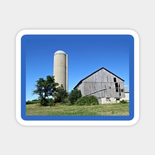 Silo Beside a Weathered Barn Magnet