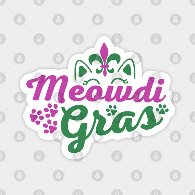 Meowdi Gras Cute Kitten Cat  Funny Mardi Gras Carnival Magnet by Illustradise