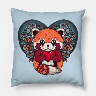 Cute Red Panda for Valentines Day Pillow