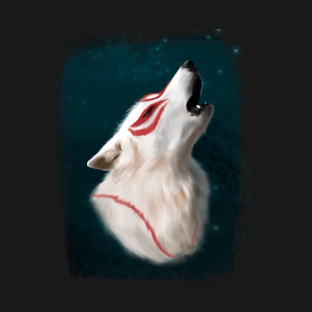 Okami Amaterasu howling portrait by BeltreDog