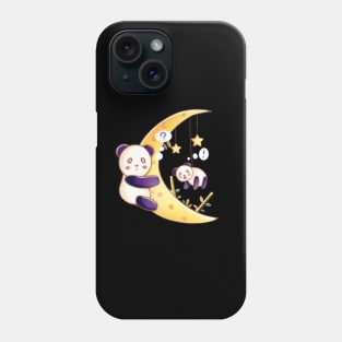 Panda bear hugging the moon Phone Case