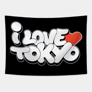 I Love Tokyo Graffiti Style Tapestry