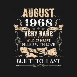 54 Years Old 54th Birthday Decoration Vintage August 1968 T-Shirt