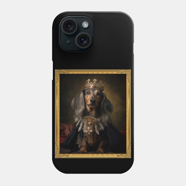 Graceful Long Haired Dachshund - Medieval German Queen  (Framed) Phone Case by HUH? Designs