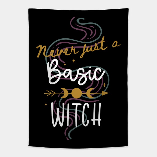 Never Just a  Basic Witch with Smoke and Moon design Tapestry by Apathecary