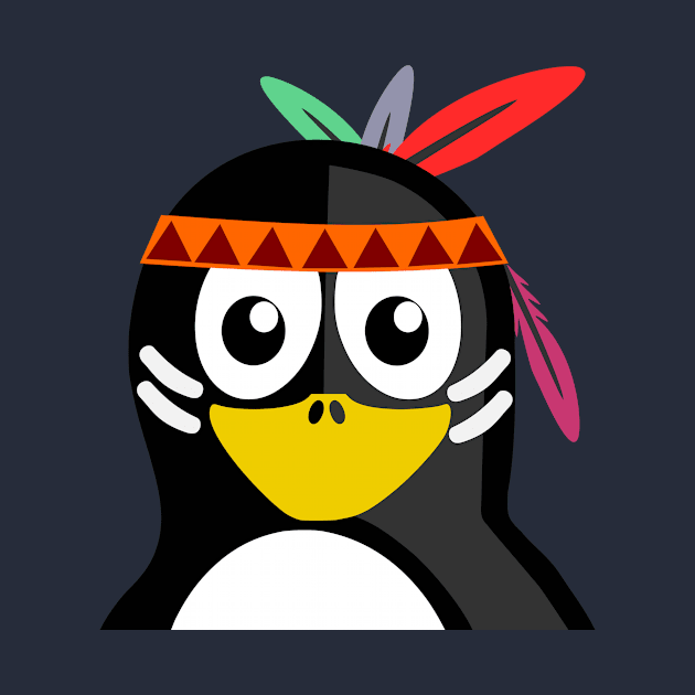 Penguin as Native American by PatrioTEEism