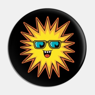 Funny Happy Sun with sunglasses Pin