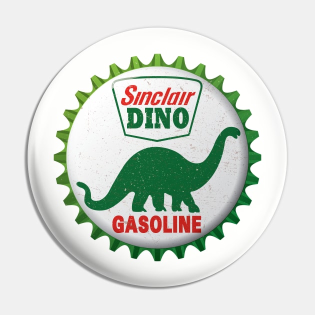 Sinclair Dino Gasoline Bottle Cap Retro T-Shirt Pin by funkymonkeytees